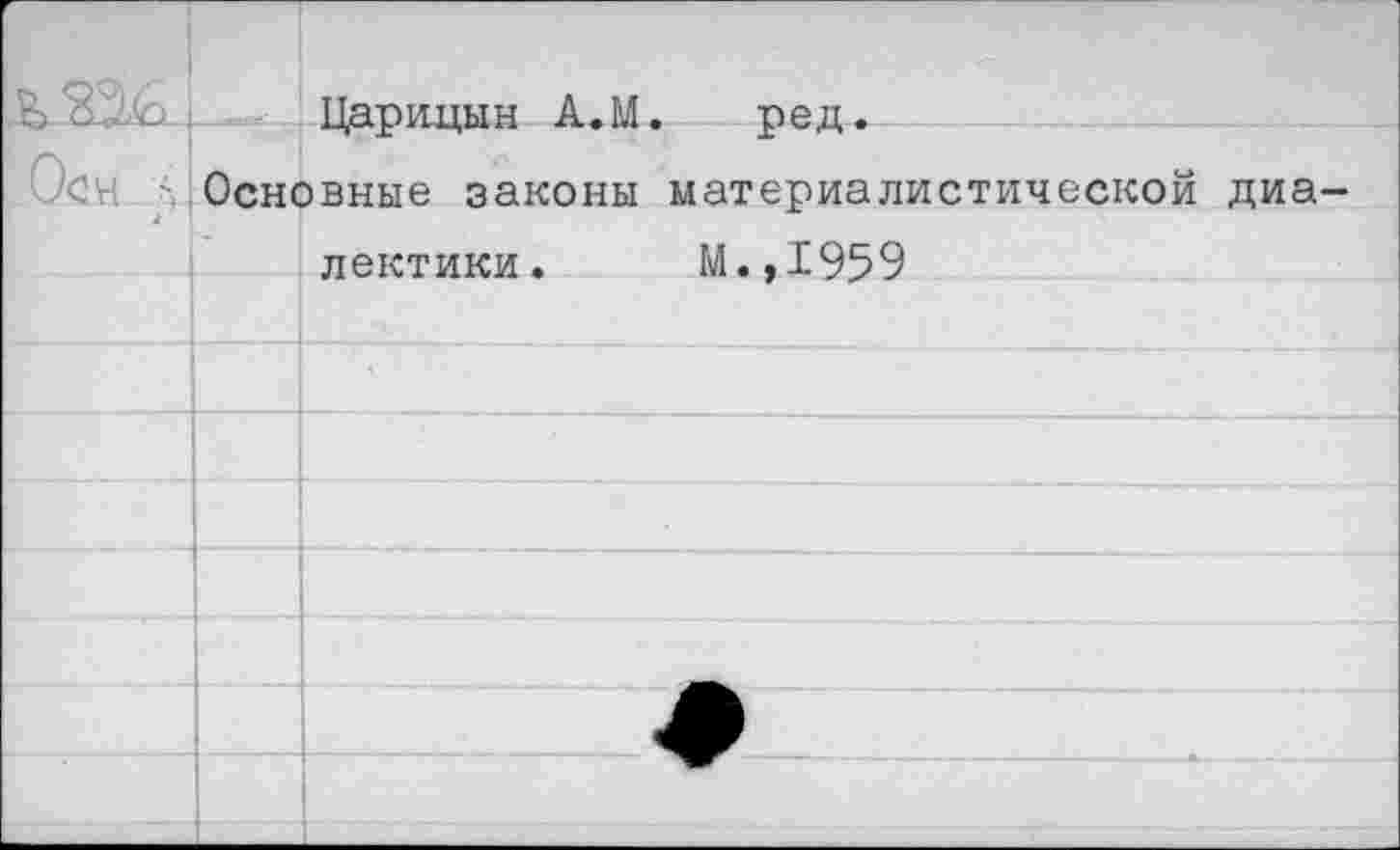 ﻿Ь	Царицын А.М. ред.
Осн .Основные законы материалистической диалектики. М.,1959